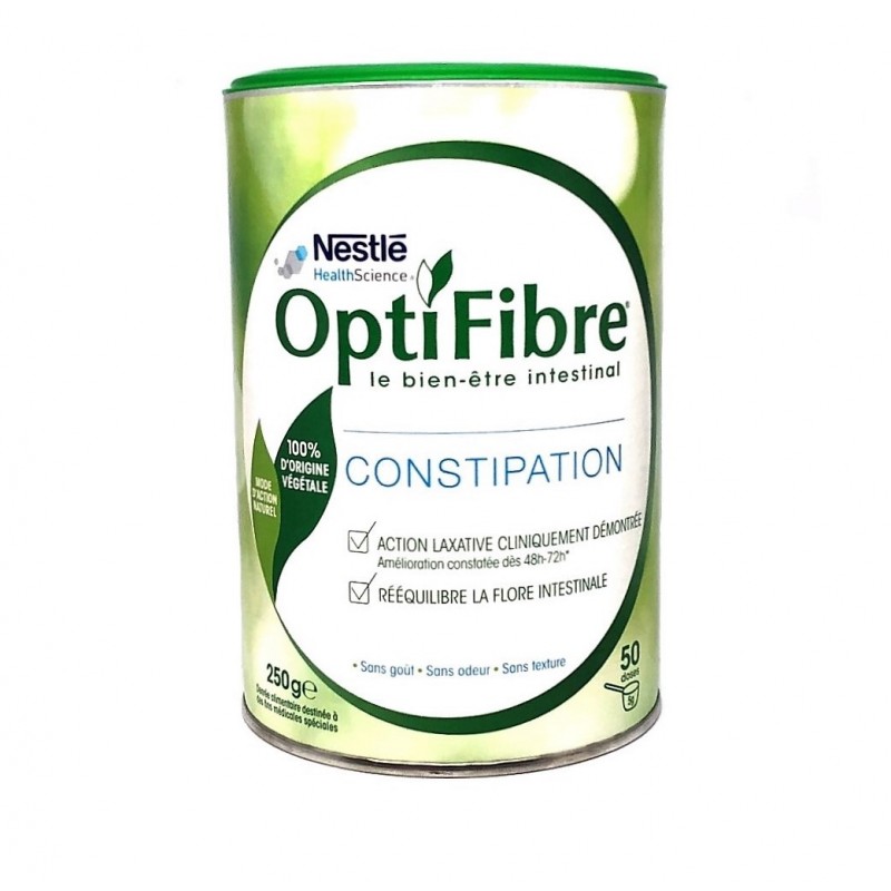 OptiFibre® Constipation : Laxatif d'Origine Végétale, Favorise le Transit,  Rééquilibre le Microbiote, Poudre Prébiotique – 25 doses – Boîte de 125g